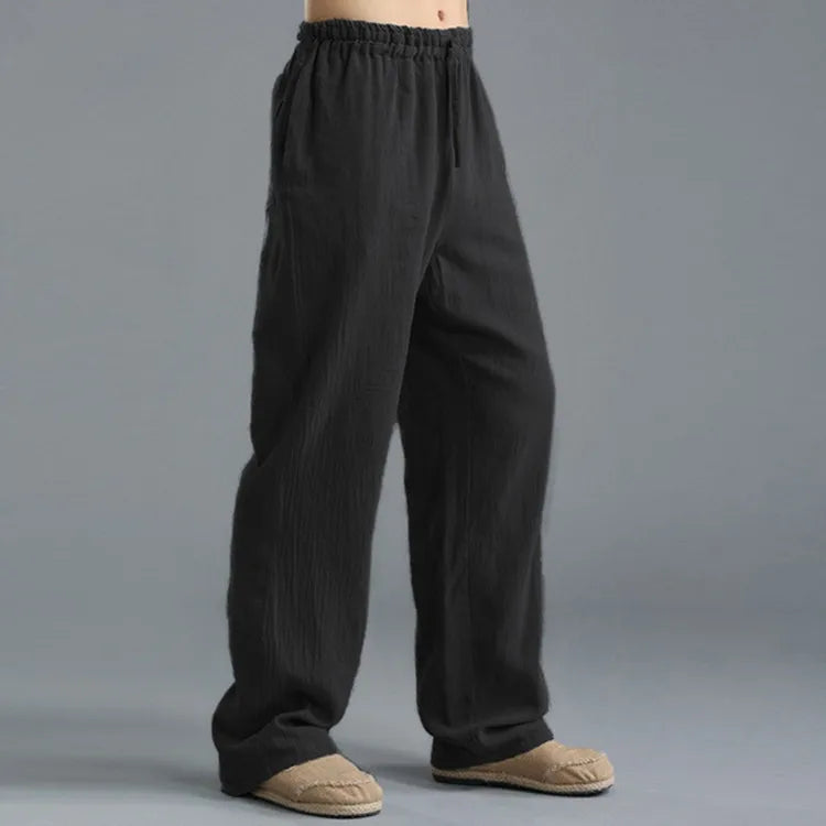 Mens Summer Casual Cotton Linen Loose Drawstring Yoga Pants Trousers  Men Clothing  Pantalones De Hombre Mens Pants