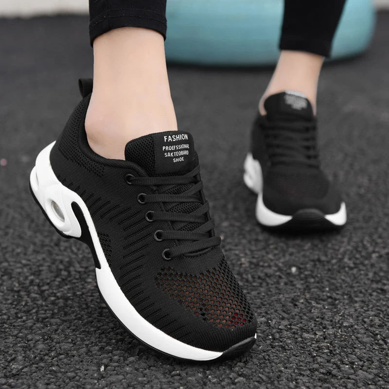 Women Platform Sneakers 2023 Red Height Increasing Sport Casual Running Shoes Femme Spring Mesh Walking Shoes Feminino Zapatos