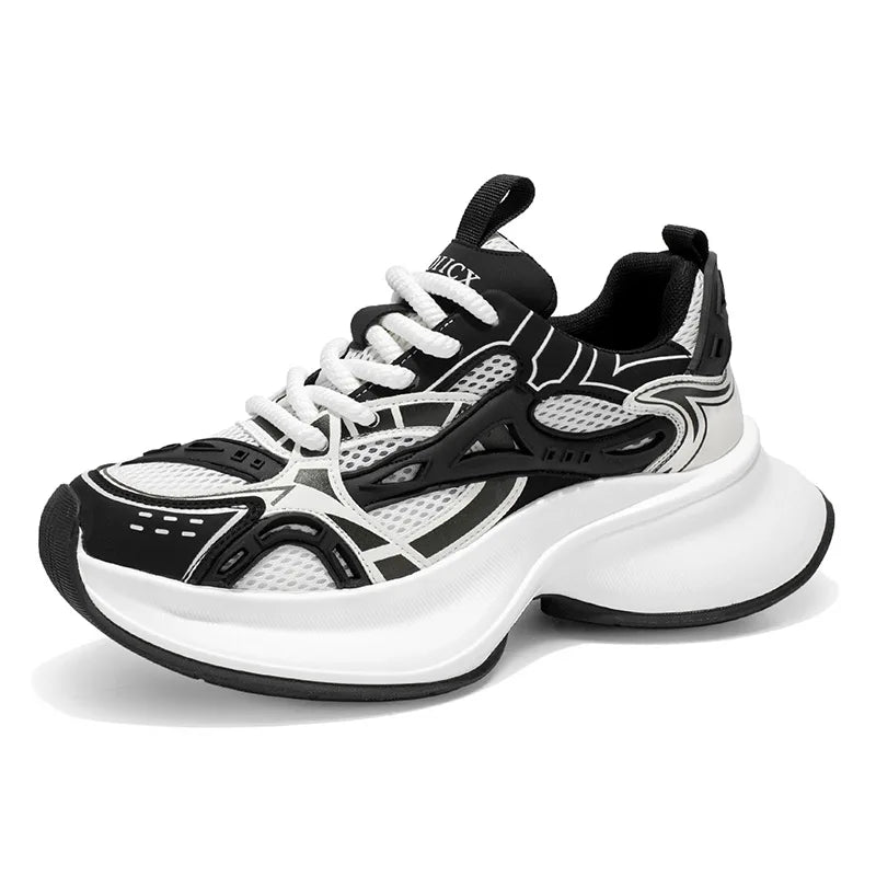 Breathable Cowhide Mesh Lace-Up Elevated High-End Comfortable Lightweight Anti-Slip Anti-Odor Sports Running Shoes Fashionable