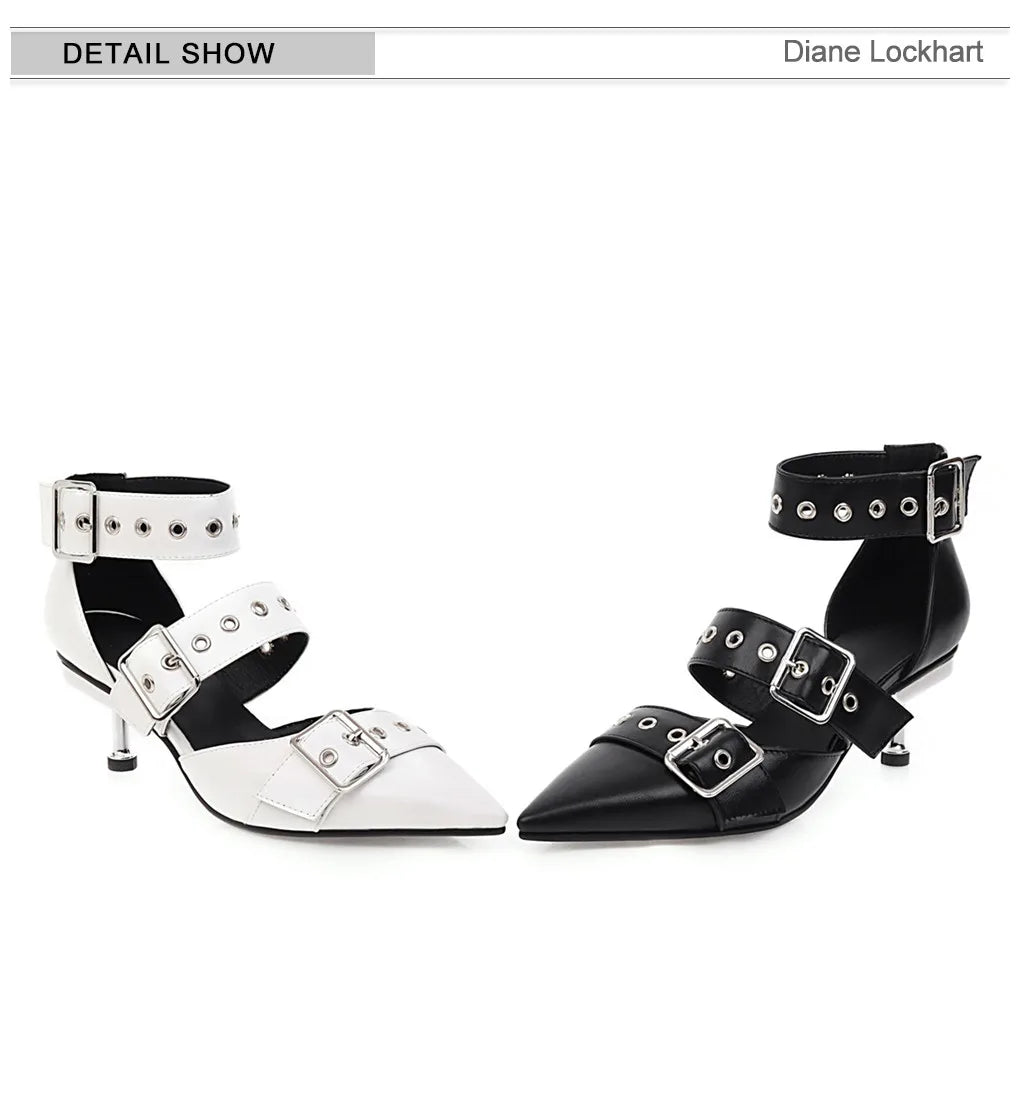 2025 Spring New Women Gladiator Pump Thin High Heels Pointed Toe Ankle Strap Buckle Party Ladies Sandals Shoes Zapatos Mujer