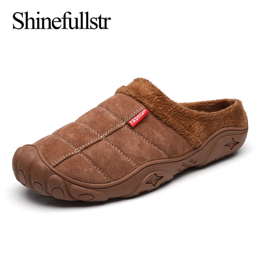 Winter Men Plus Size Leisure Indoor Plush Slippers Home Cotton Shoes Warm House Shoes Room Unisex Pantofole Peluche Invernali 48