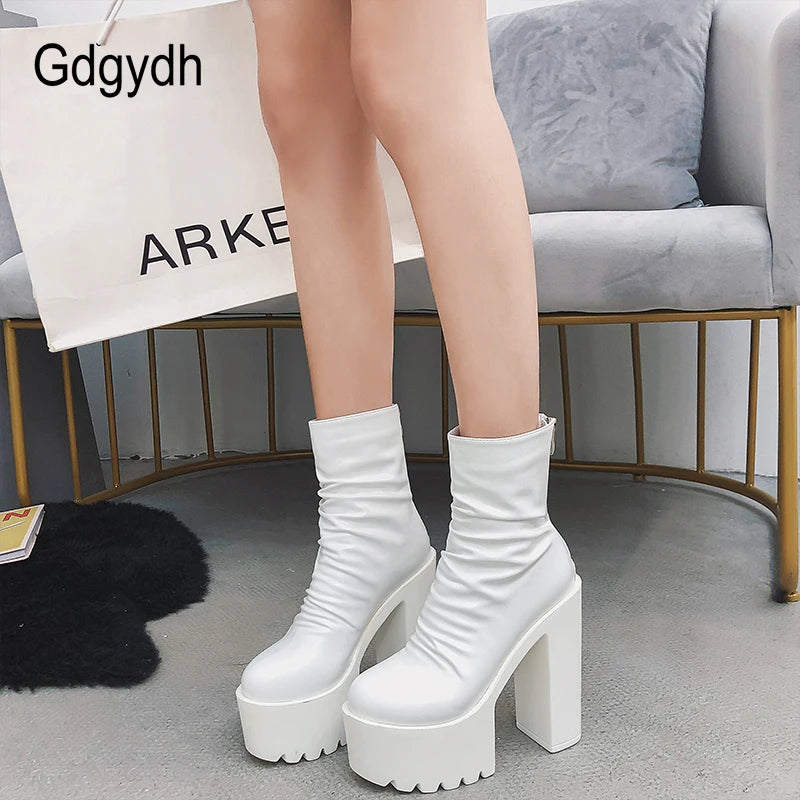 Platform Gothic Ankle Boots | Women's High Heel Short Boots