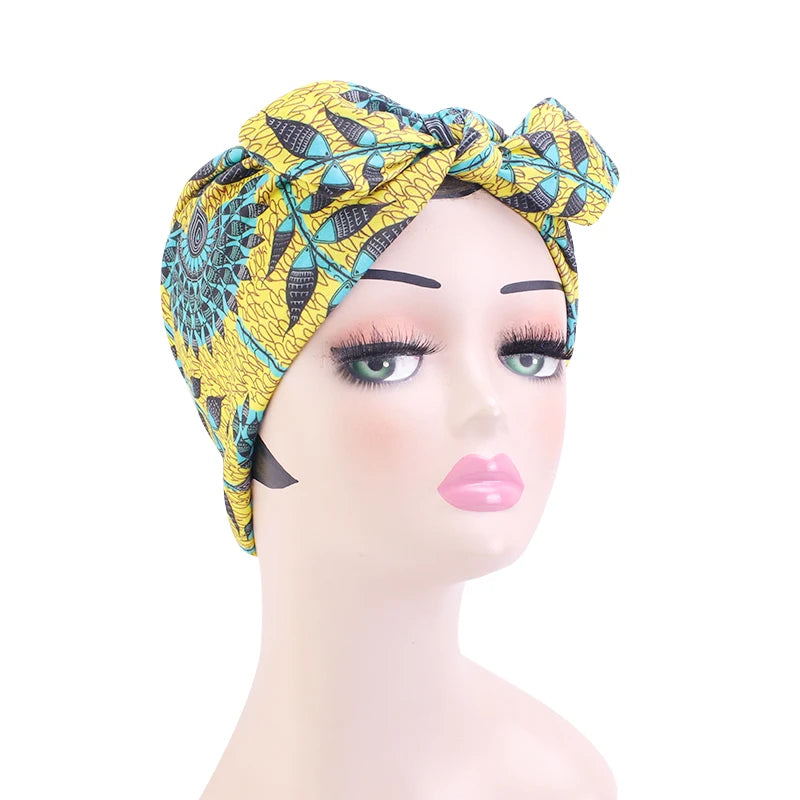 African Print Stretch Bandana Head Wrap Long Scarf Satin Floral Ankara Dashiki Women Party Turban Headwear Cap Hair Accessories