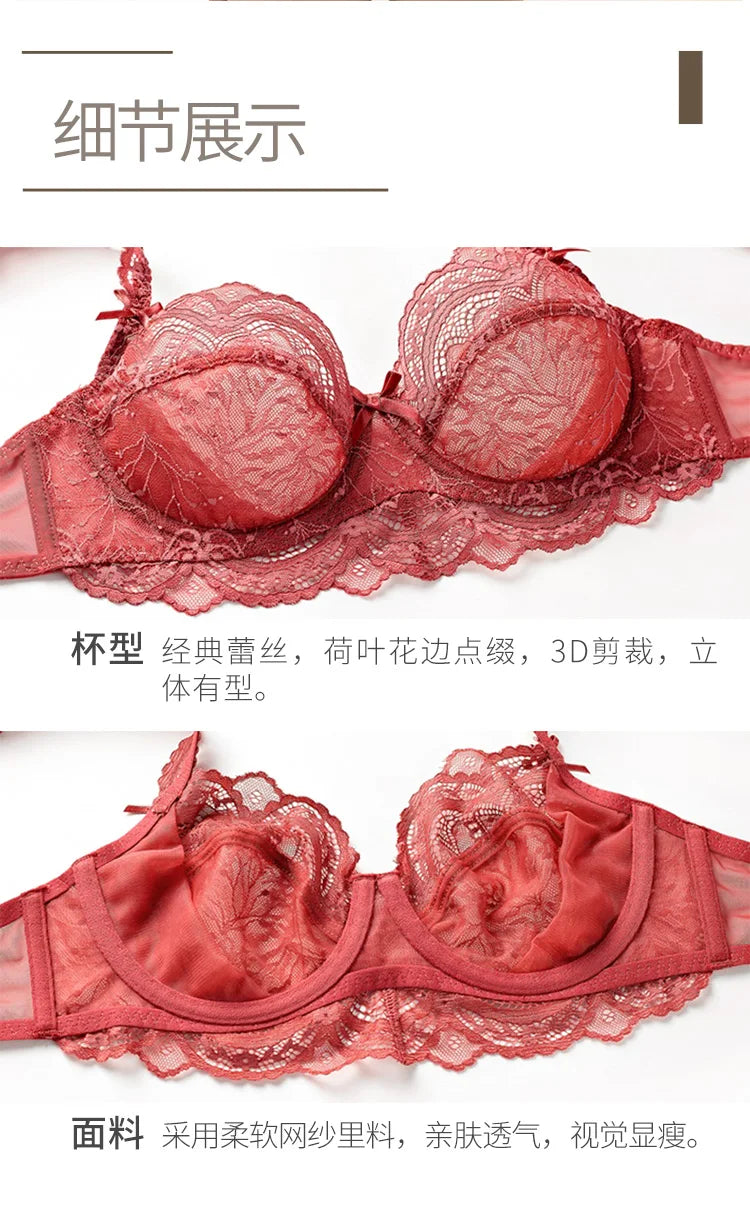 Nouvelle Seamless Sexy Transparent Ultrathin Lace Bra Briefs Sets Plus Size Lingerie Push Up Underwear