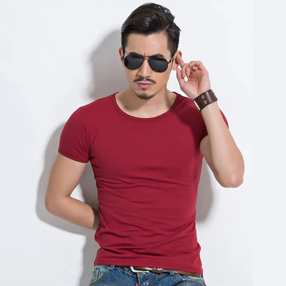 Men's T Shirt Short Sleeve Men T-Shirt O-Neck Slim Solid Color Half Sleeved Man Tops Tee Shirt 2026 MRMT Men T Shirt Clothing