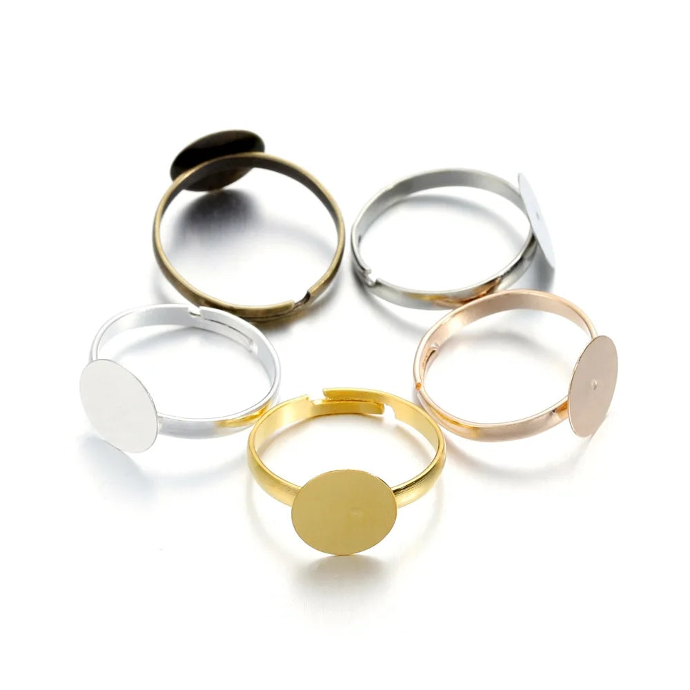 20-40Pcs/lot 7-10mm Metal Adjustable Blank Rings Setting For DIY Handmade Ring Jewelry Making Finding Supplies Accessories