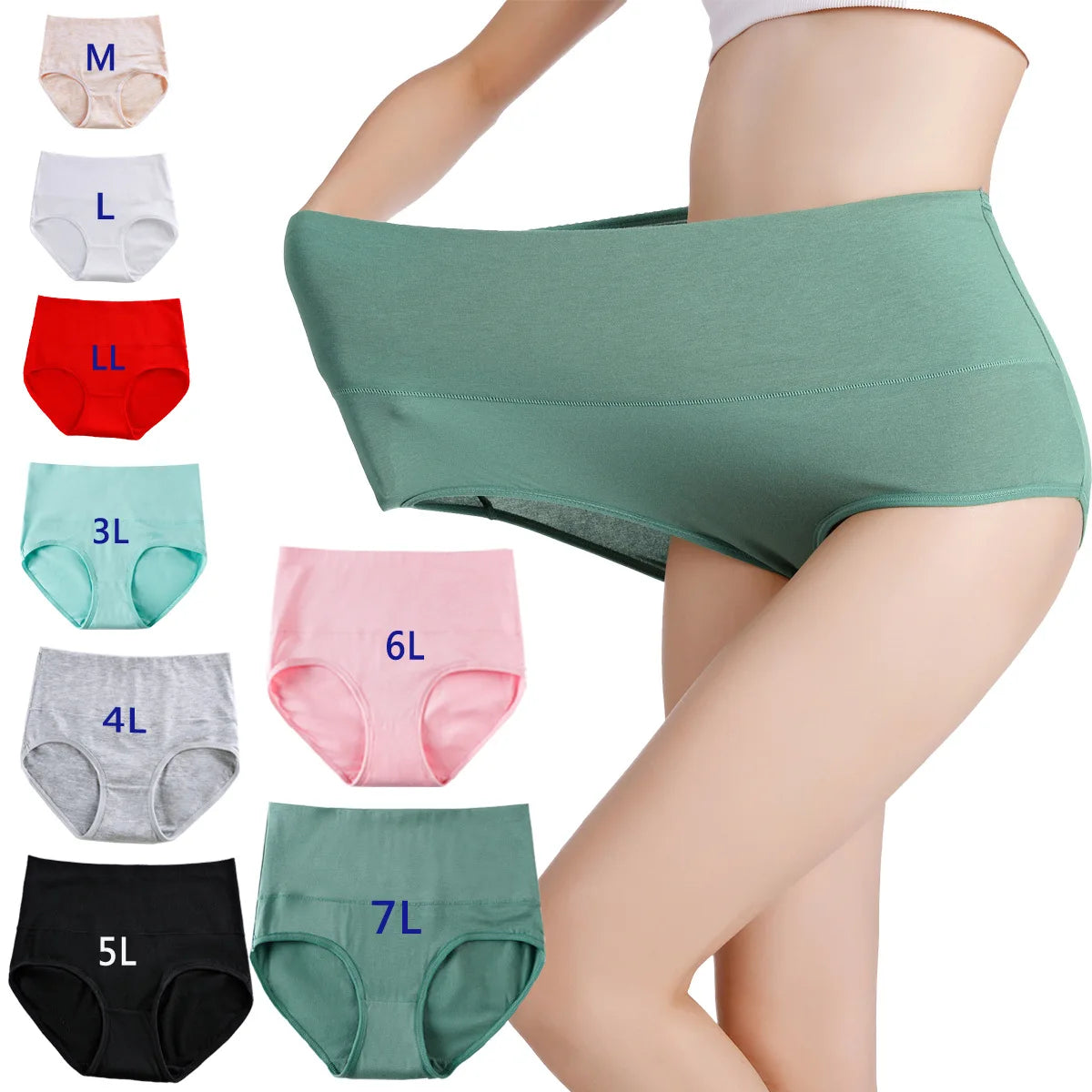 3Pcs Women's Panties Plus Size High Waist Underwear Female Sexy Lingerie Cotton Brief Gril Underpant Breathable Intimates Ladies