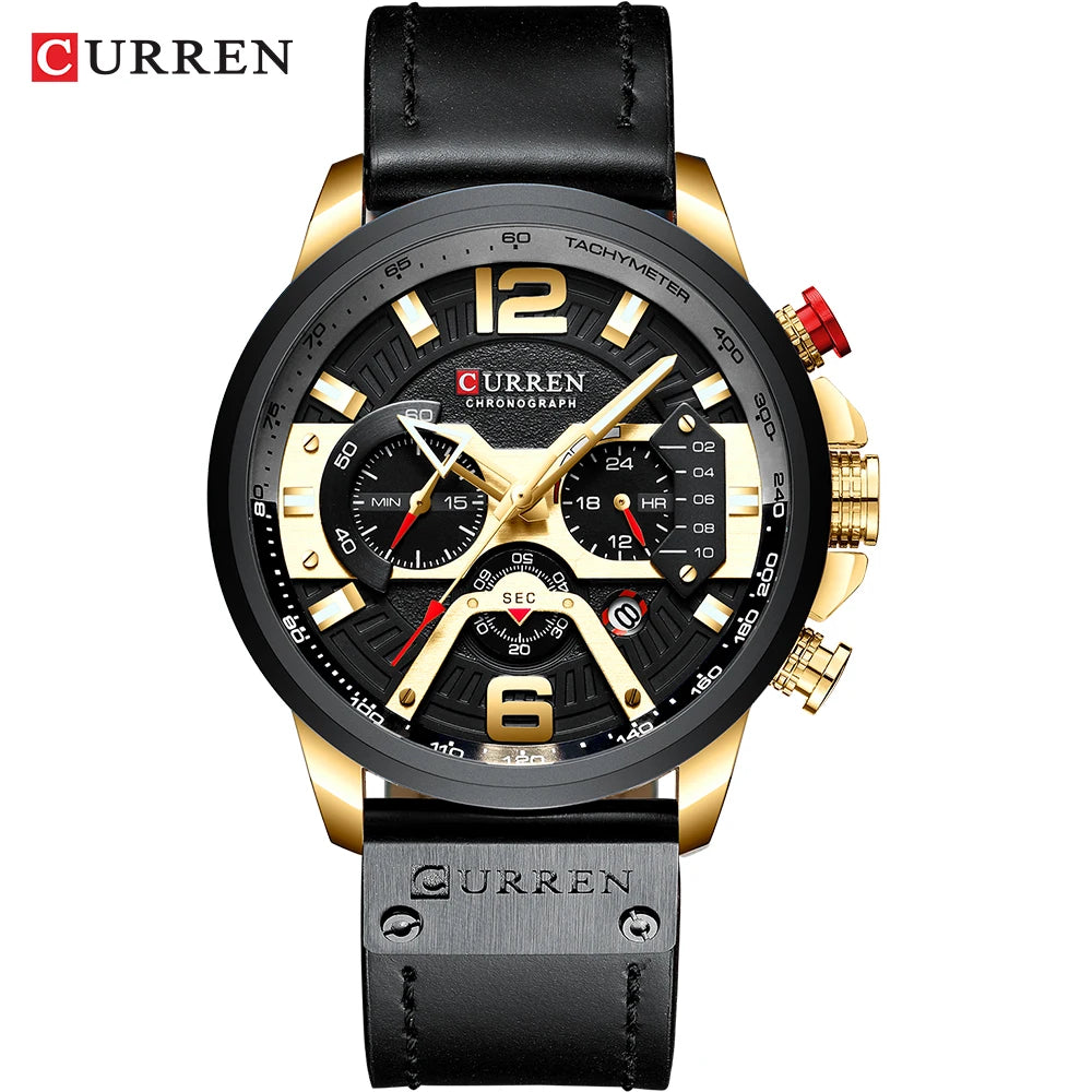 CURREN New Men's Casual Sports Chronograph Blue Top Brand Luxury Military Leather Watch Calendar Clock Relogio Masculino