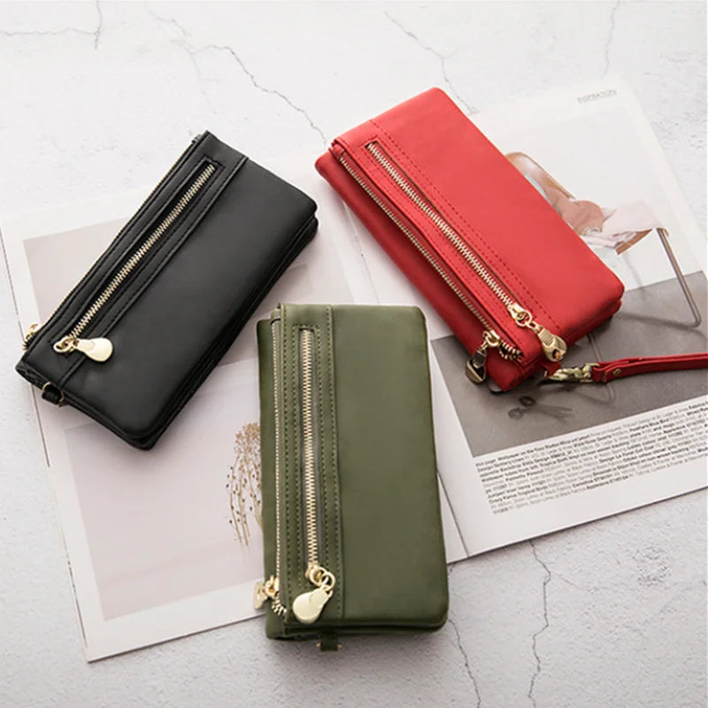 PUOU 2026 Fashion Zipper Purses Women's Wallets Envelop Long Wallet Women Long Section Clutch Wallet Soft PU Leather Money Bag