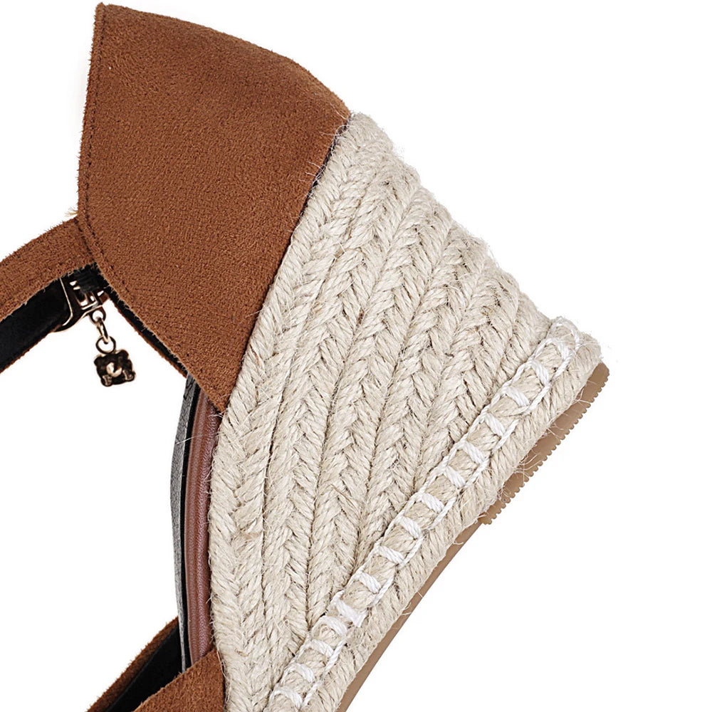 Spring New Women Espadrilles Leisure Wedges High Heels Lady Pumps Foothold Shoes Heel Slip On Round Toe for Femme Chaussures