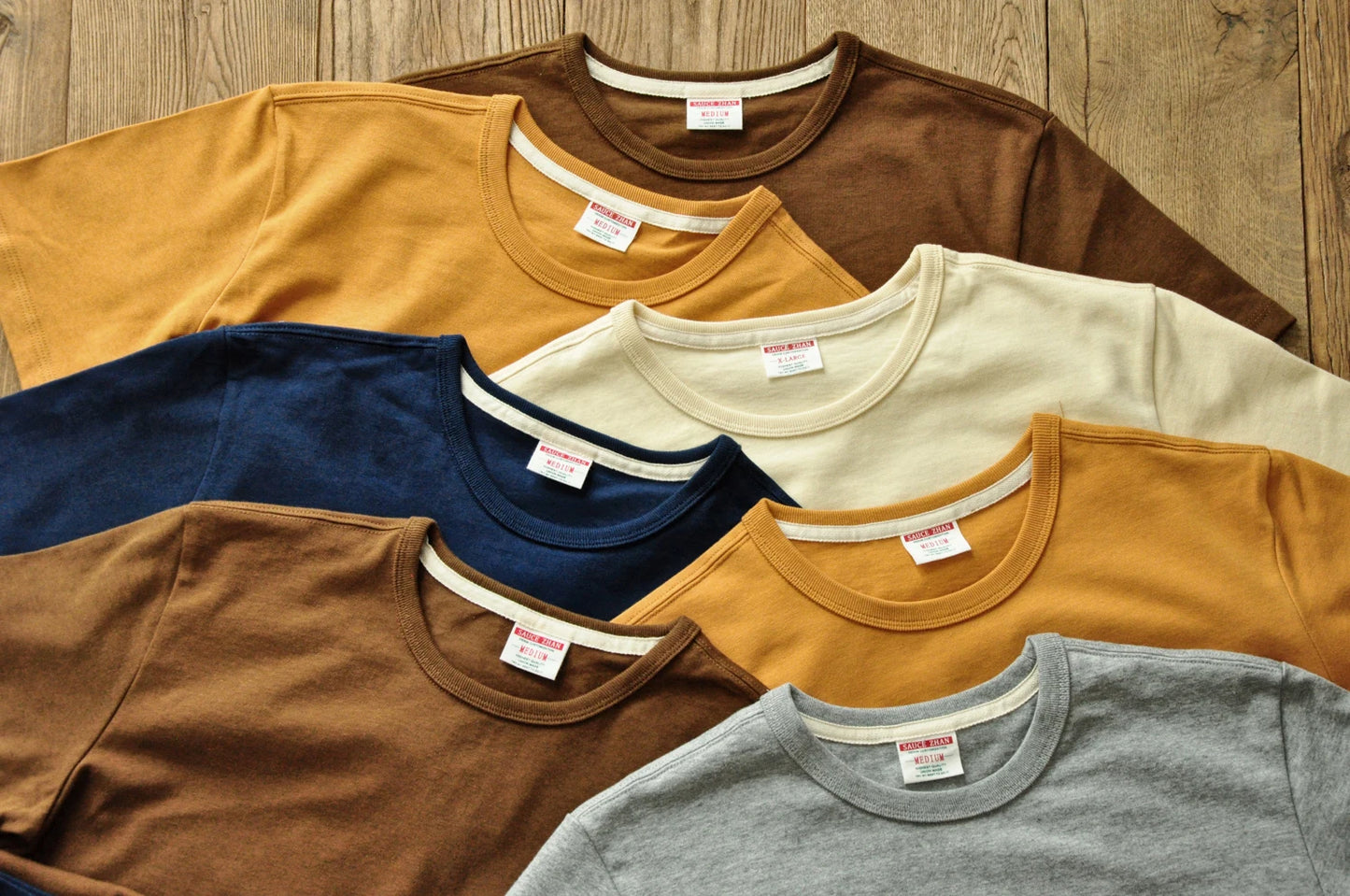 Saucezhan Tops & Tees Men's T-shirt Summer Short Sleeve 5 Colors Pure Cotton  Anti-deformation Double-woven fabric 340g