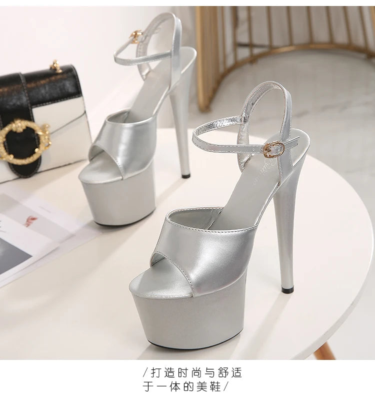 2022 Stripper Pole Dance Shoes High Heels Women Sexy Show Shoes Party Club 13 15 17CM Sandals Platform High-heeled Shoes Wedding