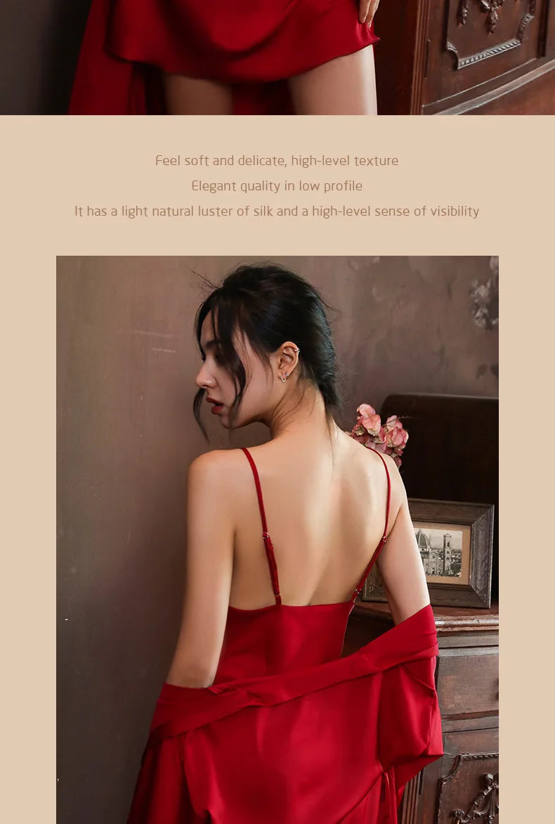 Nightgowns Women Soft V-neck Satin Sleeveless Sleepshirts Summer Sexy Sleepwear Lingerie Korean Style Fashion Nightdress Female