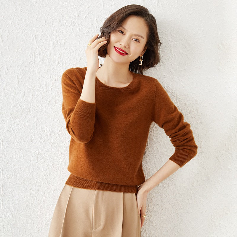 Autumn Winter Women's Sweater O-neck Cashmere Solid Pullovers Slim Bottoming Shirt Long Sleeve Casual Basic Pull Femme Sweater