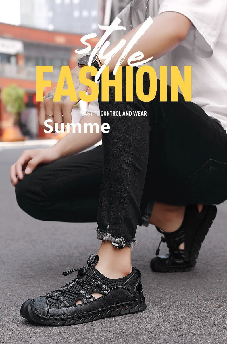 Hot Sale Summer Men's Sandals Outdoor Non-slip Men's Beach Sandals Handmade Genuine Leather Men's Shoes Fashion Men Sneakers