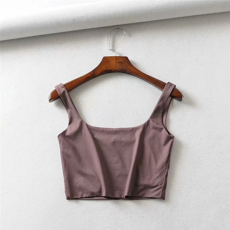 Hot Sale 2025 Summer Women Sexy Sleeveless Tops Fashion Short Square Collar Tank Tops 4 Colors