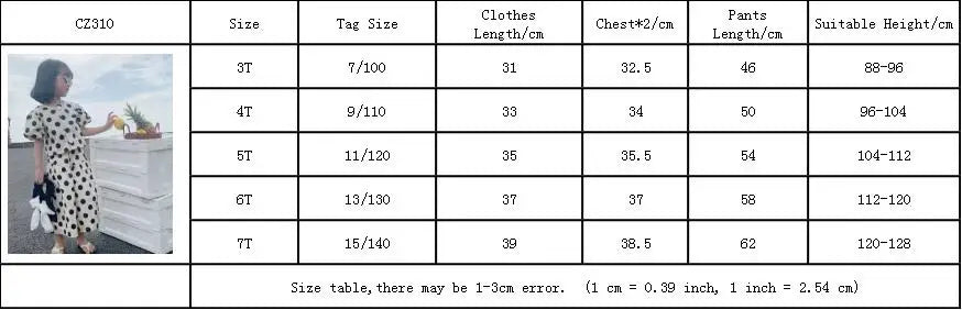 Summer Girls' Clothing Sets Fashion Single-breasted Polka Dot Girls' Shirt Top+Culottes Baby Kids Clothes Suit Children Clothing