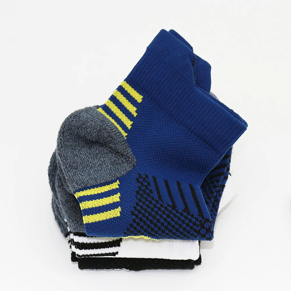 5Pairs New Spring Men's Socks AnkleThick Knit Sports Sock Outdoor Fitness Breathable Quick Dry Wear-resistant Short Running Sock