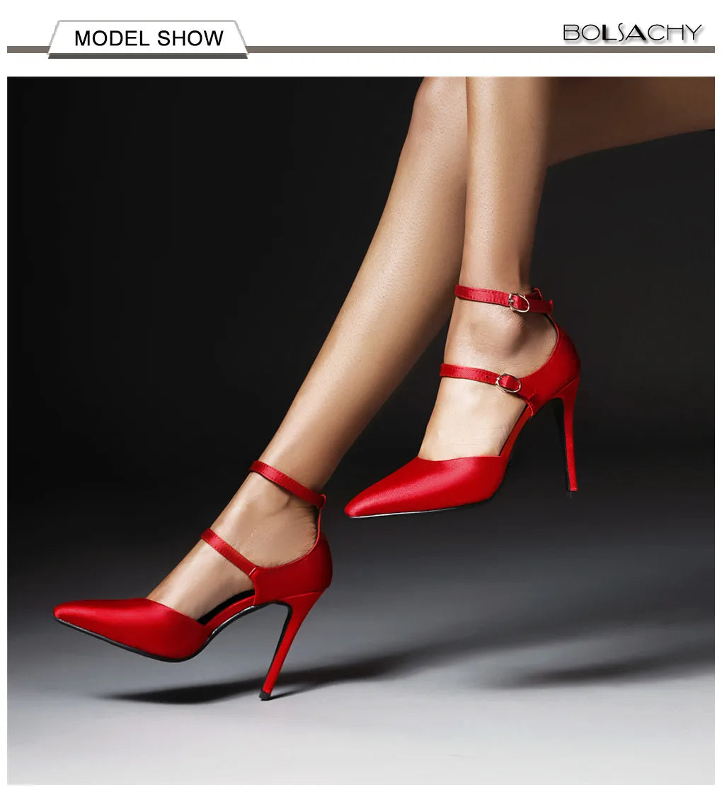 2026 Sexy Classic High Heels Women Sandals Summer Shoes Ladies Pumps Heels Woman Buckle Ankle Strap Shoes Green Black size 34-43