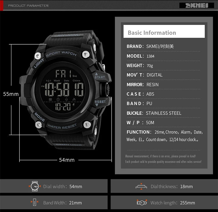 SKMEI Top Brand Outdoor Sport Smart Watch Men Multifunction Fitness Watches 5Bar Waterproof Digital Watch reloj hombre 1227/1384