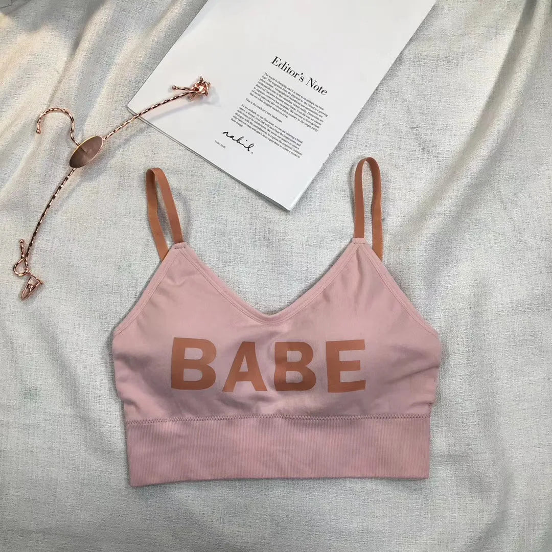 Women's Cotton Underwear Tube Top Bra Fashion Bra Top Female Letter Underwear Girl Suspender Tank Up Women's Sports Bra Lingerie