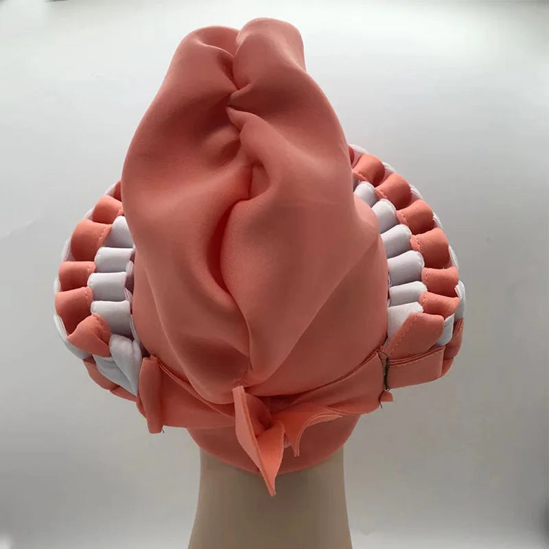 2022 Fashion African Turbans for Women Ready to Wear Auto Gele Headties Nigerian Aso Oke Head Wraps for Traditional Wedding