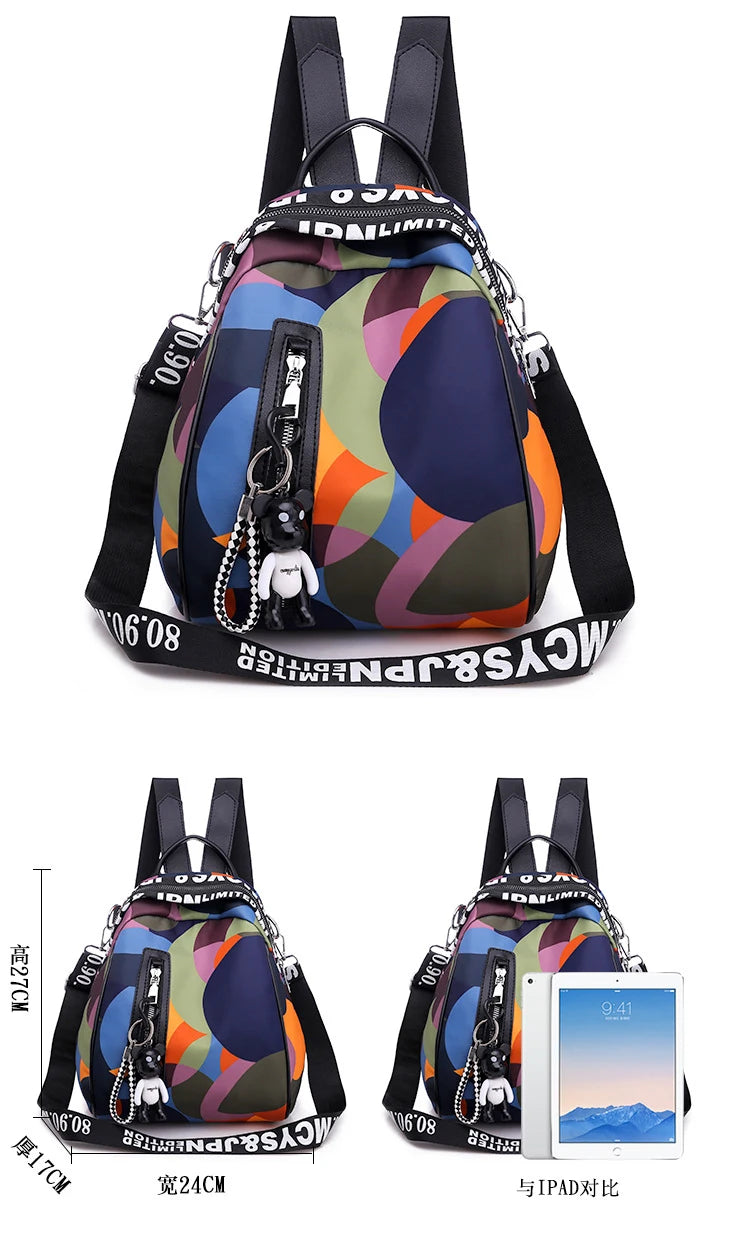 Women backpack casual letter multi-function multi pocket travel backpacks female school bag for teenage girl shoulder bags small