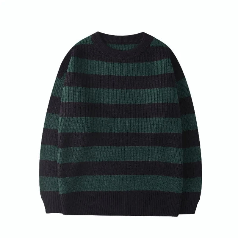 Harajuku Streetwear Striped Sweater Men Women Vintage Knitted Sweater Pullovers Tate Langdon Sweater Same Style WE375