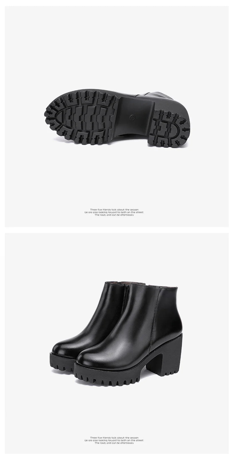 BEYARNE Small Size 32 -43 Block Heel Platform Shoes Fall Winter  OL Elegant High Heels Ankle Boots Women Warm Plush Boot