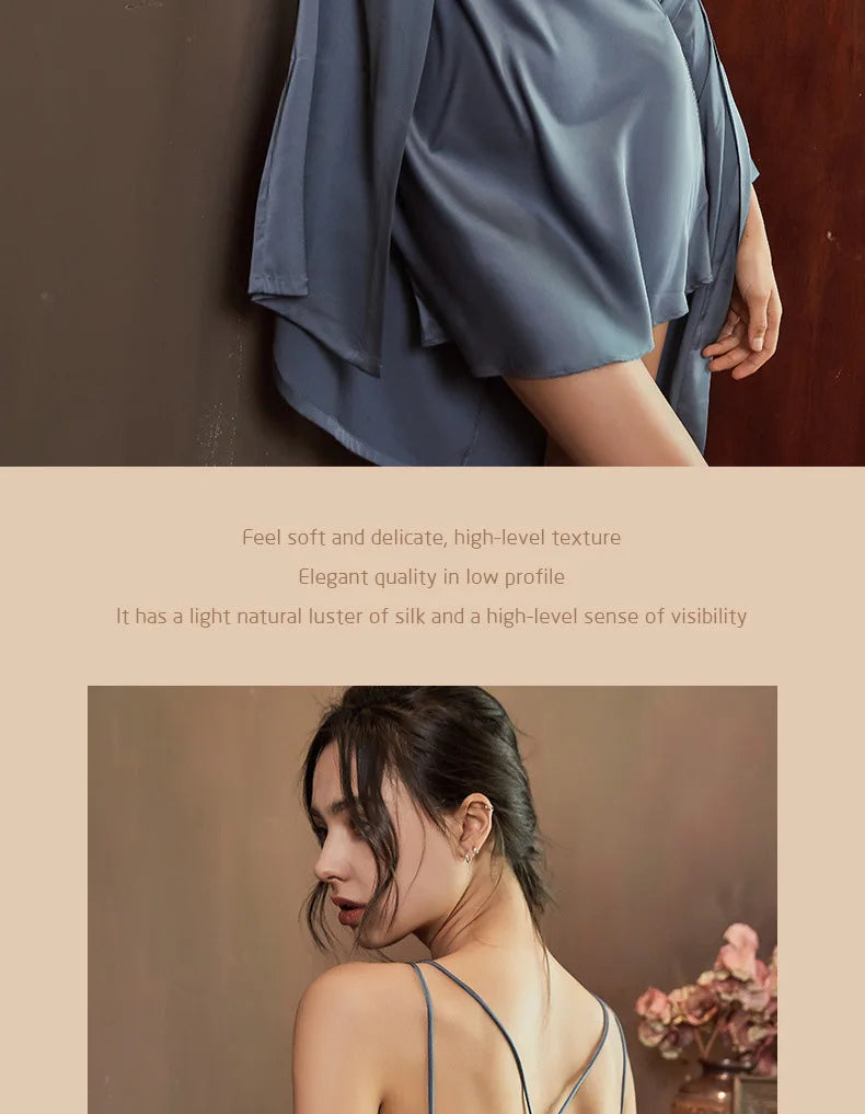 Nightgowns Women Soft V-neck Satin Sleeveless Sleepshirts Summer Sexy Sleepwear Lingerie Korean Style Fashion Nightdress Female