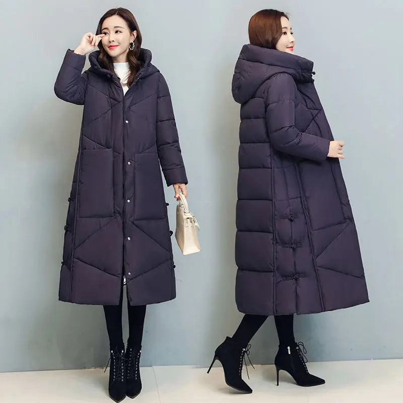 Winter Long Coat Women's 2025 Fashion New Thicken Cotton padded Warm Snow Outerwear Loose Female Windproof Hooded Jacket Parkas