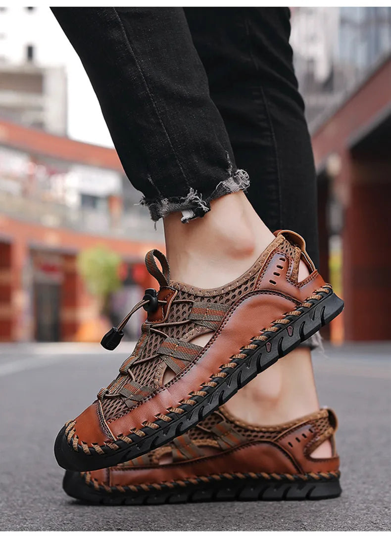 Hot Sale Summer Men's Sandals Outdoor Non-slip Men's Beach Sandals Handmade Genuine Leather Men's Shoes Fashion Men Sneakers