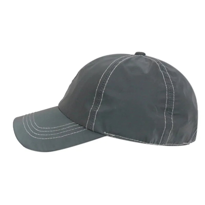 Outdoor Sports Club Party Silver Grey Reflective Luminous peaked caps Panama Bucket Hats Men Women  baseball cap Flat caps BAZAARHUBO
