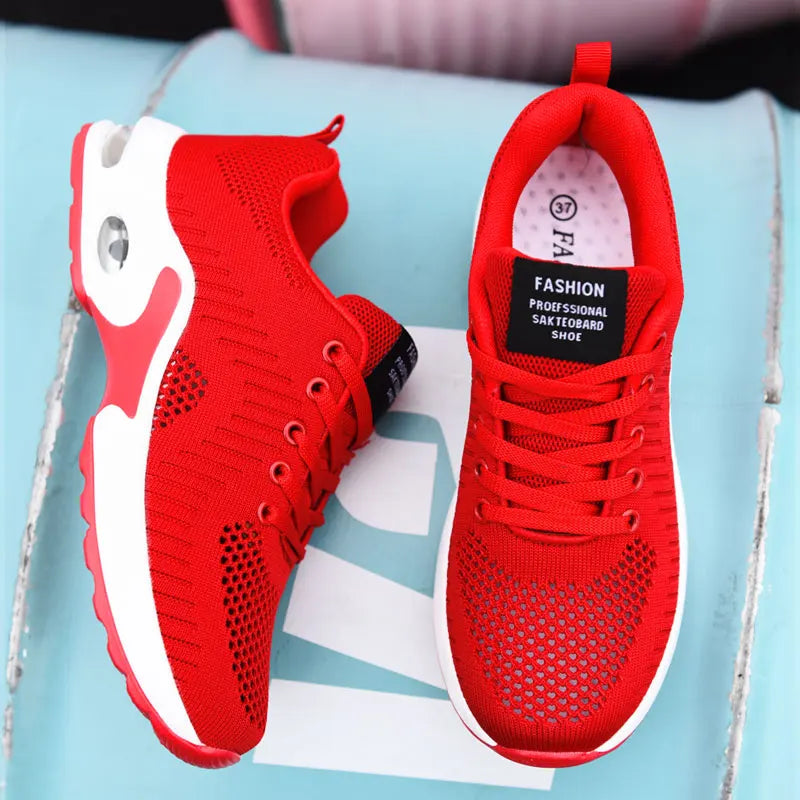 Women Platform Sneakers 2023 Red Height Increasing Sport Casual Running Shoes Femme Spring Mesh Walking Shoes Feminino Zapatos