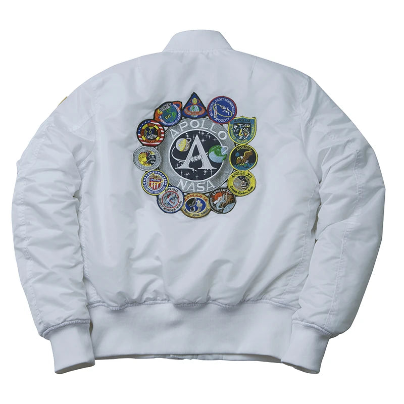 Winter bomber flight jacket vintage MA-1 APOLLO men coat streetwear warm varsity hip hop baseball letterman pilot us air force