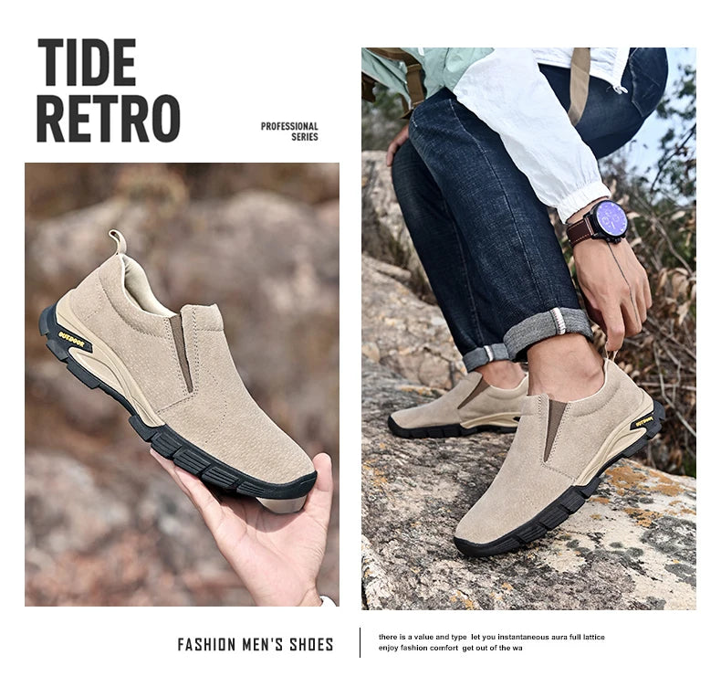 Brand Men's Shoes Genuine Leather Casual Shoes Outdoor Men's Breathable Sneakers Suede Original Men's Moccasins Loafers Sneakers