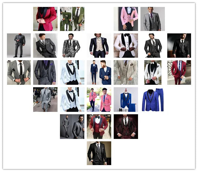 CustomizedGold Collar Ivory Men Suit Wedding Party Formal Groom Groomsman Prom Business Male Tuxedos 3 Piece Set Jacket Vest Pan