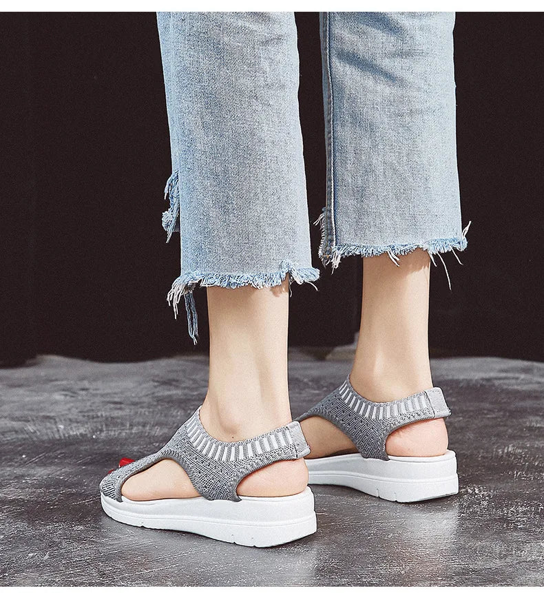 Sandals women summer  new open toed flat Roman women sandals flying woven hollow platform sports sandals flat sandals2021