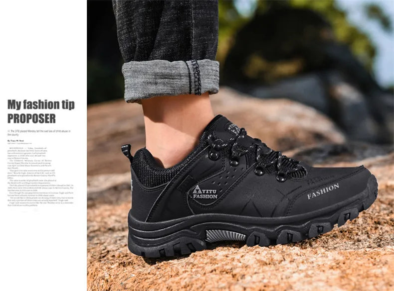 Brand New Spring Autumn Men Work Casual Shoes Men Outdoors Leather Round Toe Sneakers Men Climbing Hiking Shoes Big Size 39-47