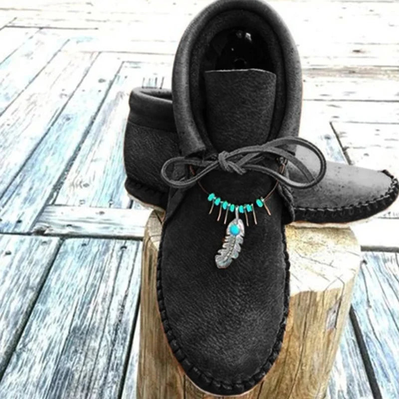 Botas Mujer All Season Pu Leather Flat Heel Daily Boots Breathable Anti-Slip For Women Lady Botines Para Mujeres Muy Cómodos