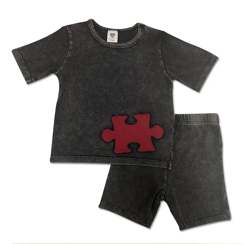 Baby boy summer fashion clothes set toddler kids shorts sets cotton denim outfit sets short sleeve t-shirt top pants casual wear