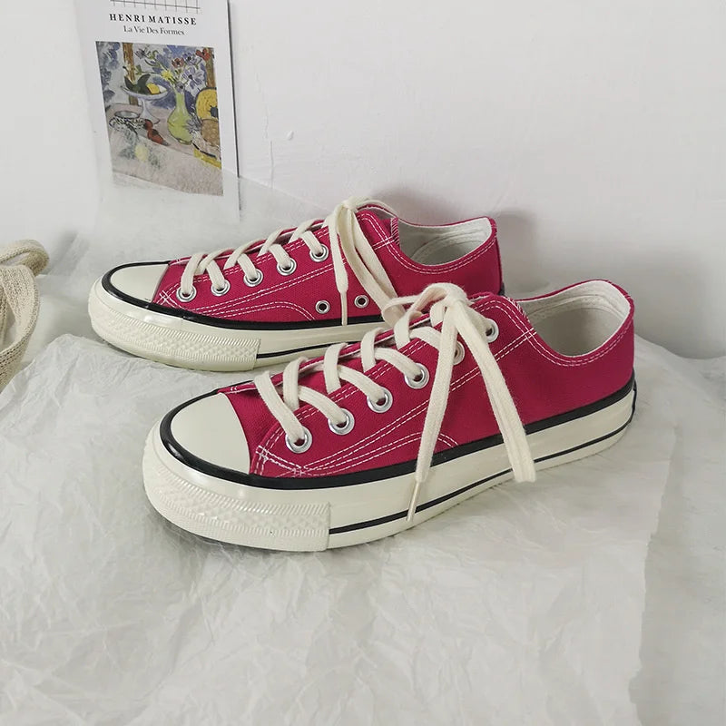 Classic Solid Black Unisex Canvas Shoes  New Spring High-top Outdoor Casual Sneakers Comfortable Breathable Footwear 35-44