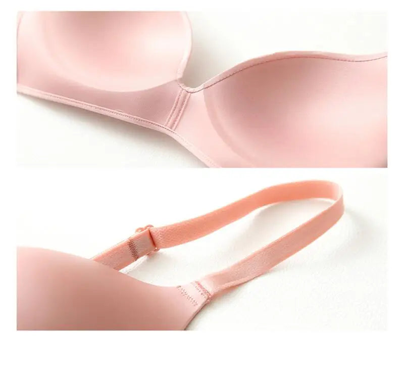 Thin Triangular Cup Bra Adjustable Shoulder Strap Gather Brassiere Wireless Anti-glare Bralette Seamless Sleeping Women Lingerie