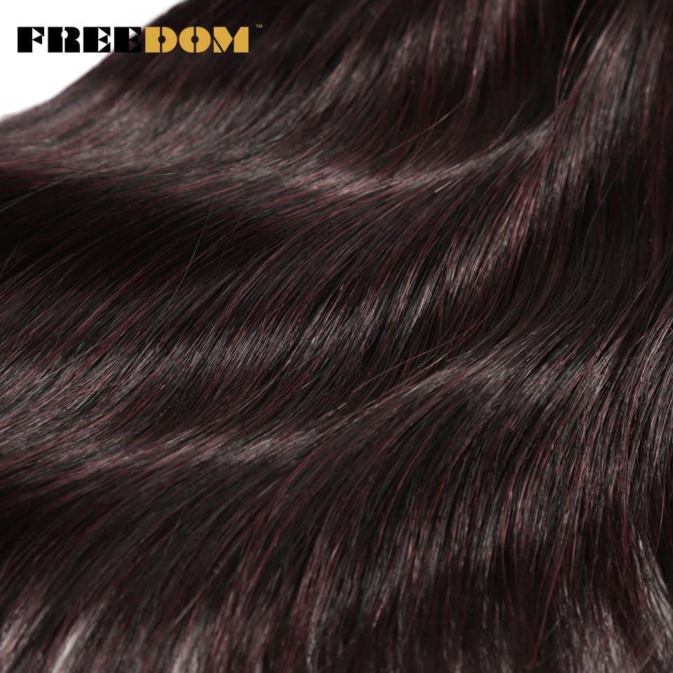 FREEDOM Synthetic Water Wave Hair Bundles 20 inch Synthetic Hair Extensions Ombre Blonde Brown Hair Weave Bundles 6Pcs/Pack