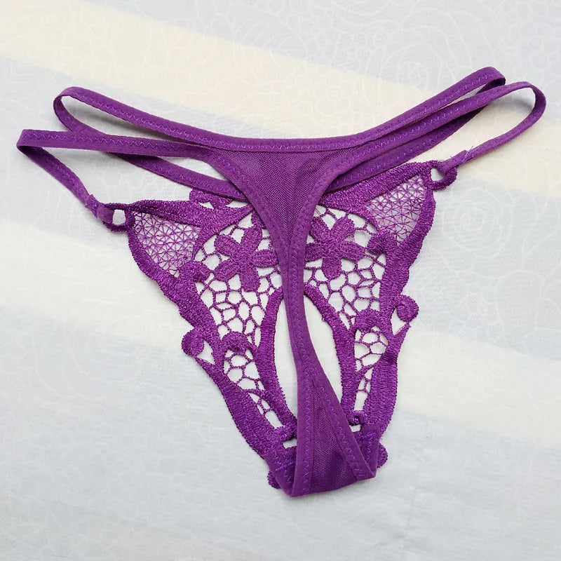 Hot Men Lingerie G-String Bikini Underwear with Penis Holes Gay Male Thong Cute Lace Sissy Panties Underpants