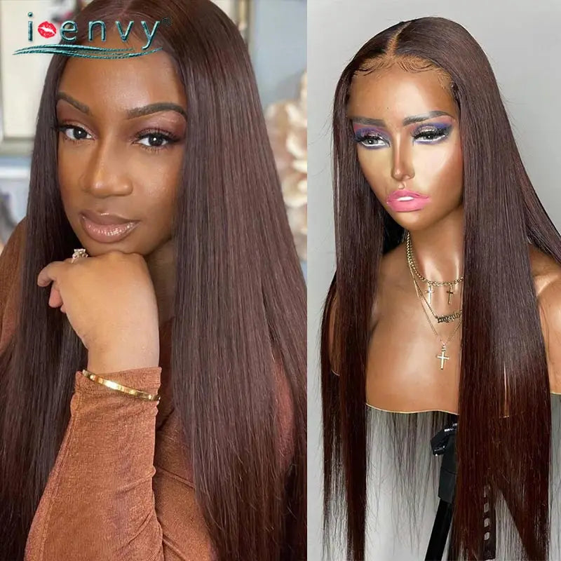 Transparent Lace Wig Straight Brown Lace Front Human Hair Wigs Chocolate Color Blonde Brazilian Human Hair Wigs For Women Remy