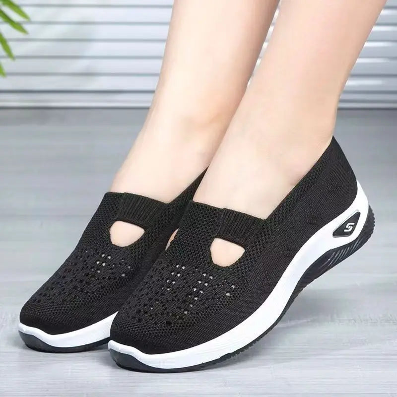 Hongyan New Versatile Lightweight Fly Woven Women Shoes Breathable Foam Casual Running Shoes