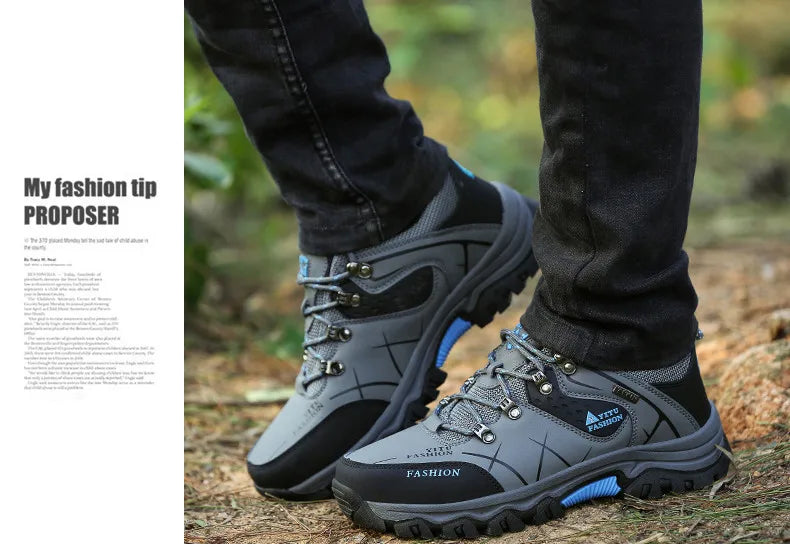 Brand New Spring Autumn Men Work Casual Shoes Men Outdoors Leather Round Toe Sneakers Men Climbing Hiking Shoes Big Size 39-47
