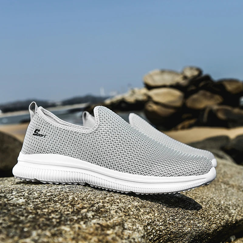 Summer Mesh Sneakers Men Fashion Outdoor Mens Casual Shoes Lightweight Slip on Walking Shoes Unisex Breathable Zapatillas Hombre