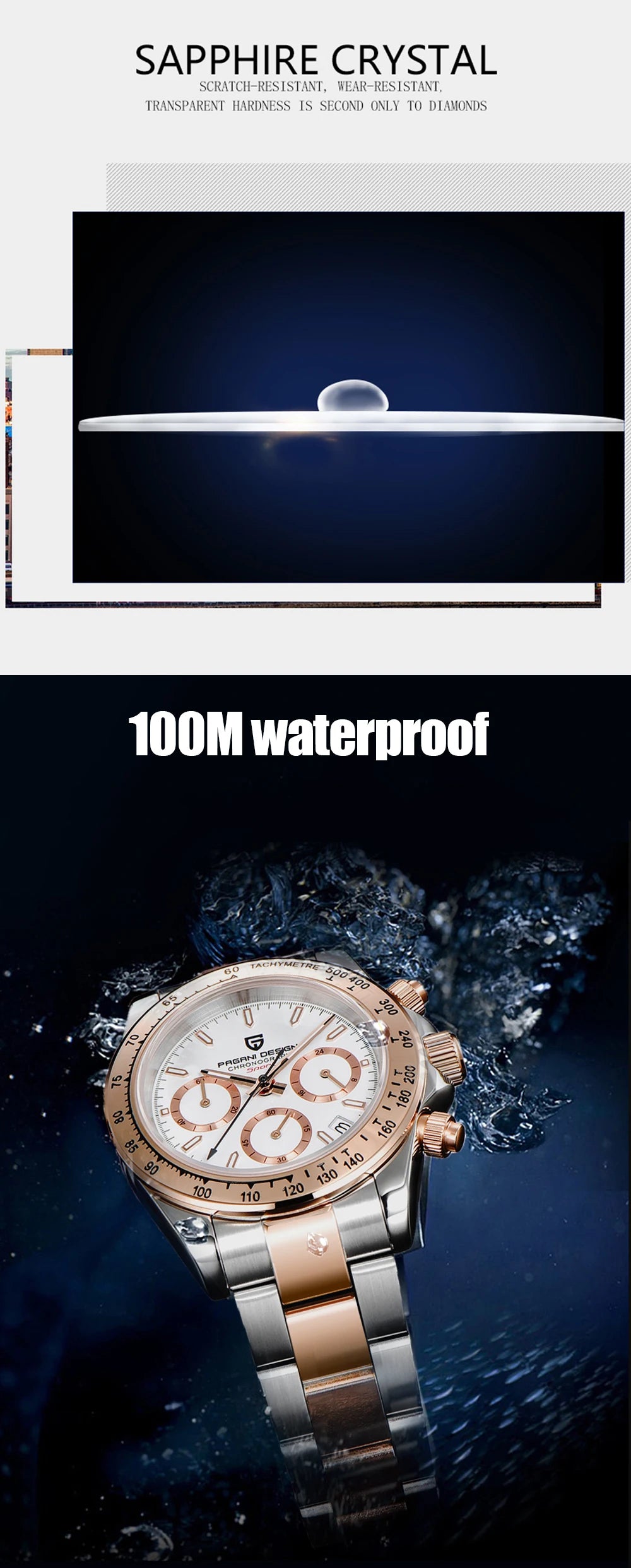2026 New PAGANI DESIGN Rose Gold Chronograph Men's Watches Luxury Quartz Watch For Men Automatic Date Stainless steel Wristwatch